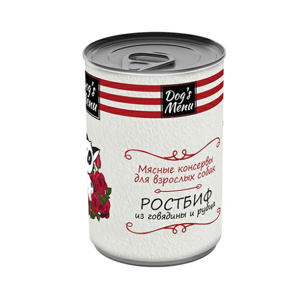 Dog`s Menu влажный корм для взрослых собак ростбиф из говядины и рубца в консервах - 340 г х 12 шт