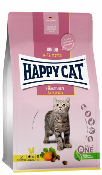 Happy Cat Junior сухой корм для котят с 4 до 12 месяцев Домашняя птица - 0,3 кг