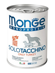 Monge Dog Monoprotein Solo влажный корм для взрослых собак с индейкой в консервах 400 г (24 шт в уп)