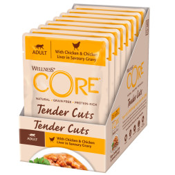 Wellness Сore Tender Cuts влажный корм для кошек с курицей и печенью в соусе в паучах 85 г х 24 шт