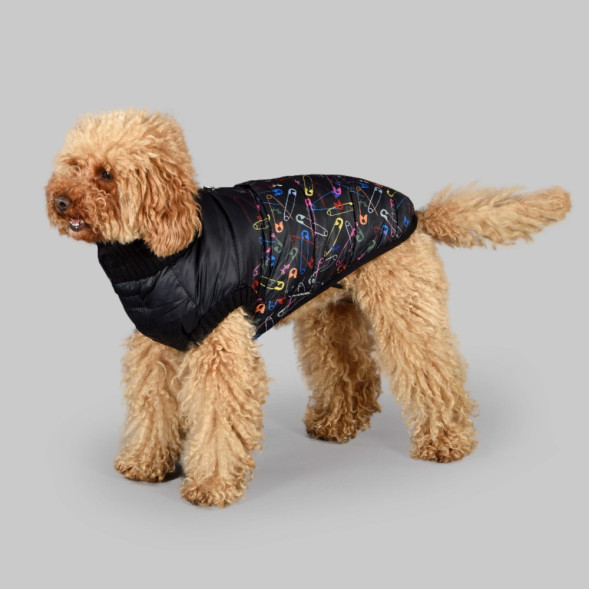 United Pets Polar 35 куртка для собак, черная с разноцветными булавками