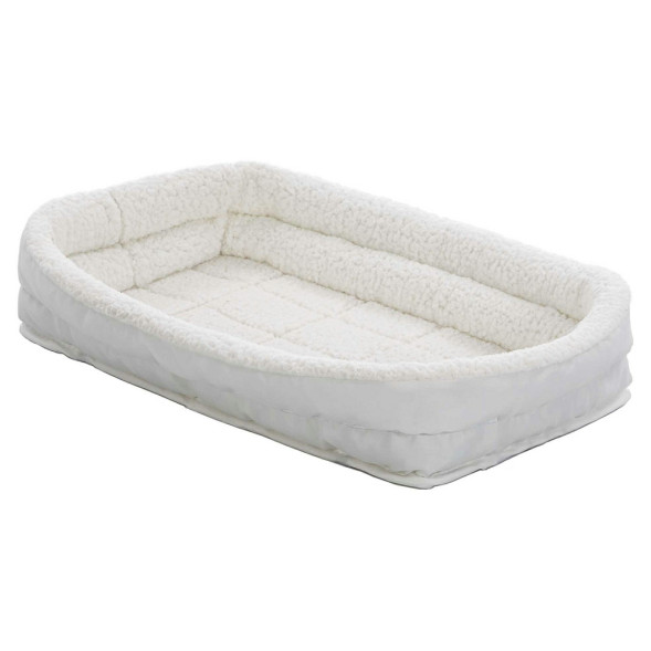 Лежанка MidWest Double Bolster для собак и кошек флисовая с двойным бортом 55х30 см, белая