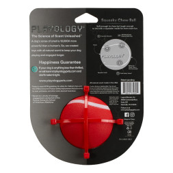 Playology SQUEAKY CHEW BALL жевательный мяч для собак средних и крупных пород с пищалкой и с ароматом говядины, 8 см, красный