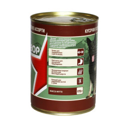 Дозор влажный корм для собак мясное ассорти, в консервах - 970 г х 12 шт