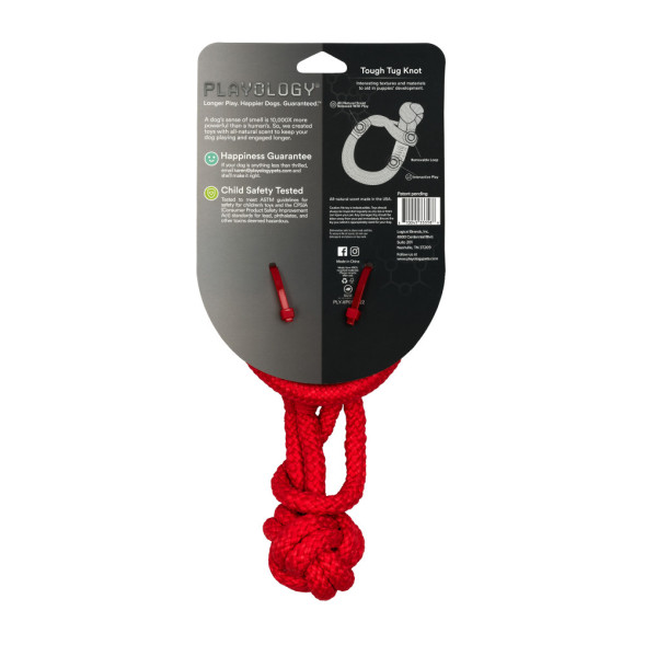 Playology TOUGH TUG KNOT жевательный канат для щенков 4-8 месяцев с ароматом говядины, красный