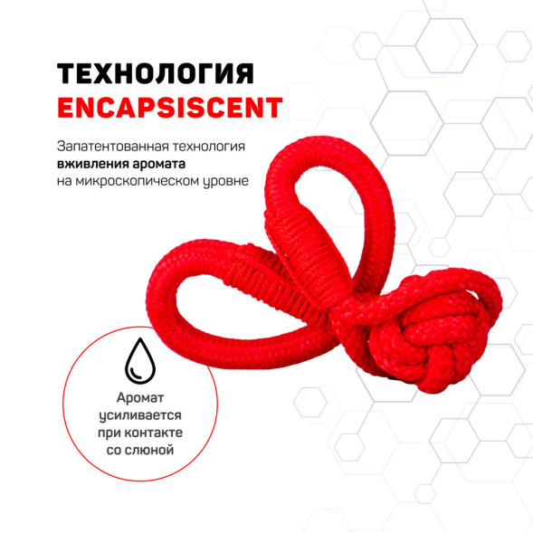 Playology TOUGH TUG KNOT жевательный канат для щенков 4-8 месяцев с ароматом говядины, красный