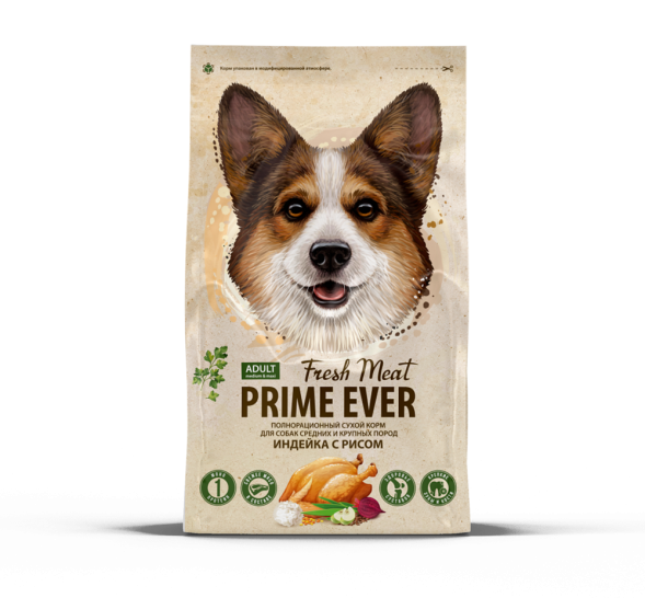 Prime Ever Fresh Meat Adult Dog Medium&amp;amp;Maxi полнорационный сухой корм для взрослых собак средних и крупных пород с индейкой и рисом - 2,8 кг