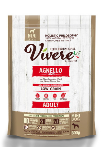 VIVERE MINI сухой корм для взрослых собак с ягненком -  800 г