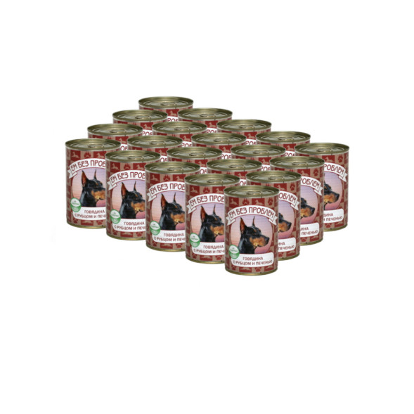 Ем без проблем влажный корм для собак с говядиной, рубцом и печенью, в консервах - 410 г х 20 шт