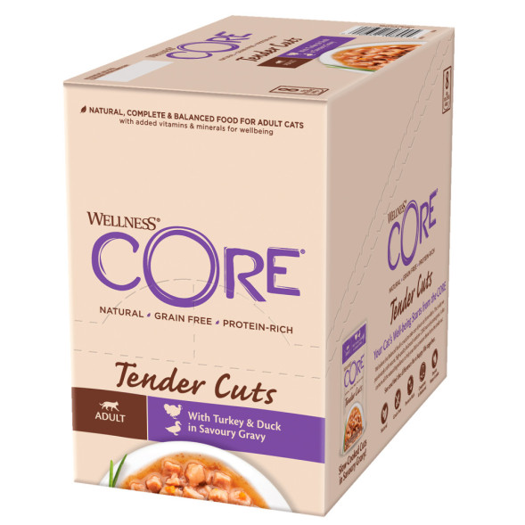 Wellness Сore Tender Cuts влажный корм для кошек с индейкой и уткой в соусе в паучах 85 г х 24 шт