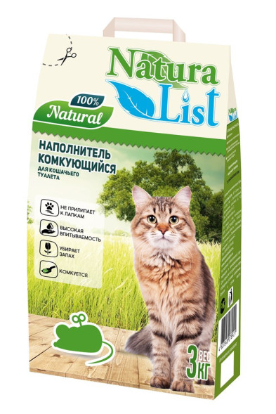 Натуралист наполнитель комкующийся бентонитовый - 3 кг