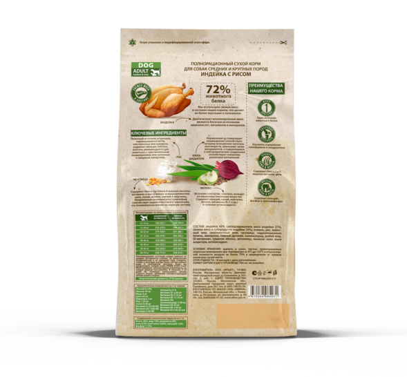 Prime Ever Fresh Meat Adult Dog Medium&amp;amp;Maxi полнорационный сухой корм для взрослых собак средних и крупных пород с индейкой и рисом - 12 кг