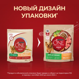 Сухой корм Purina ONE для собак мелких пород с активным образом жизни с курицей и рисом 600г