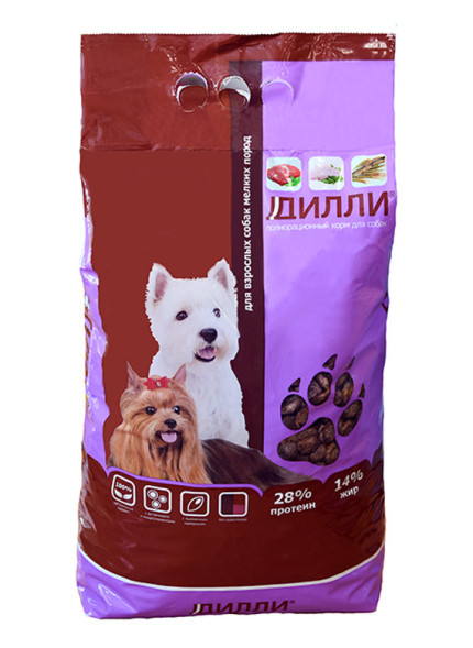 Дилли сухой корм для взрослых собак мелких пород - 15 кг