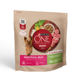 Purina ONE Мини сухой корм для собак мелких пород при склоннности к набору веса с индейкой - 1,5 кг