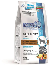 Forza10 Med Diet Low Grain Cav полнорационный диетический корм для взрослых собак средних пород из конины, гороха и риса с микрокапсулами - 12 кг