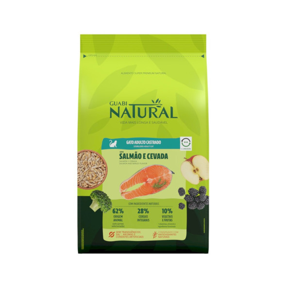 Guabi Natural Cat Sterilised сухой корм для взрослых стерилизованных и кастрированных котов и кошек, с лососем и ячменем - 7,5 кг