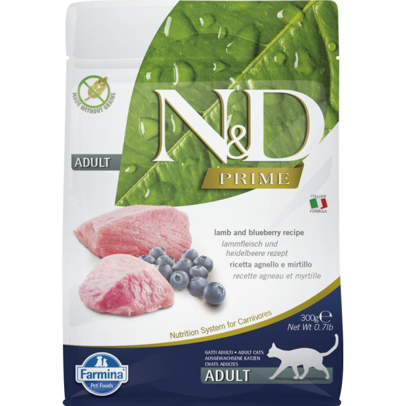 Farmina N&amp;amp;D Prime Cat Grain Free Lamb &amp;amp; Blueberry Adult сухой беззерновой корм для взрослых кошек с ягненком и черникой - 300 г