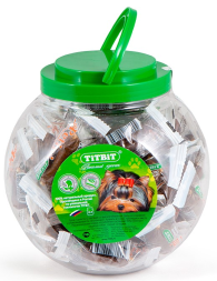 TiTBiT лакомство для собак колбаски Petini с ягненком (банка 60 шт)