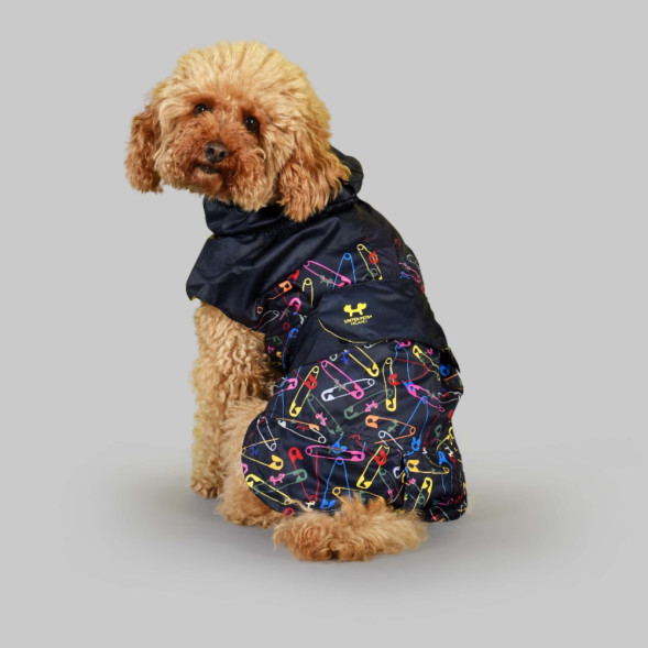 United Pets Easy 36 дождевик для собак, черный с разноцветными булавками
