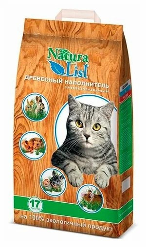 Натуралист наполнитель универсальный впитывающий, древесные гранулы - 17 л (6 кг)