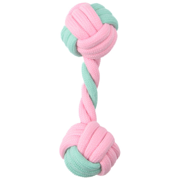 Mr.Kranch игрушка для собак Гантель из каната, 14х5 см, розовая с голубым