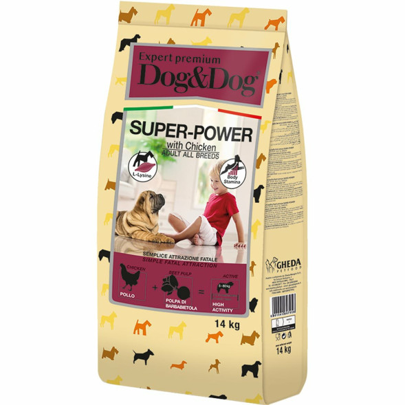 Dog&amp;amp;Dog Expert Premium Super-Power сухой корм для взрослых активных собак с курицей - 14 кг