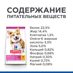 Сухой корм Hills Science Plan для взрослых собак мелких пород для поддержания здоровья кожи и шерсти , с курицей - 300 г