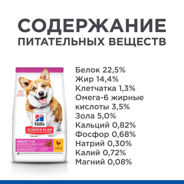 Сухой корм Hills Science Plan для взрослых собак мелких пород для поддержания здоровья кожи и шерсти , с курицей - 300 г