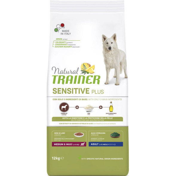 Trainer Natural Sensitive Plus Adult Medium&amp;amp;Maxi сухой гипоаллергенный корм для взрослых собак средних и крупных пород с кониной - 12 кг