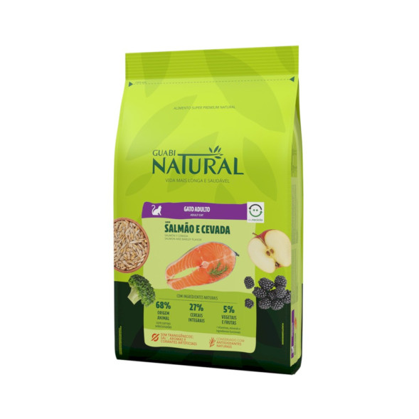 Guabi Natural Cat сухой корм для взрослых кошек, с лососем и ячменем - 7,5 кг