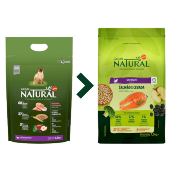 Guabi Natural Cat сухой корм для взрослых кошек, с лососем и ячменем - 7,5 кг