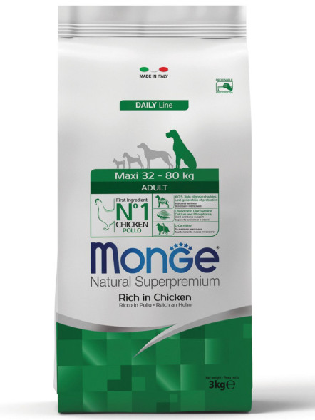 Monge Dog Maxi Adult сухой корм для взрослых собак крупных пород с курицей 3 кг