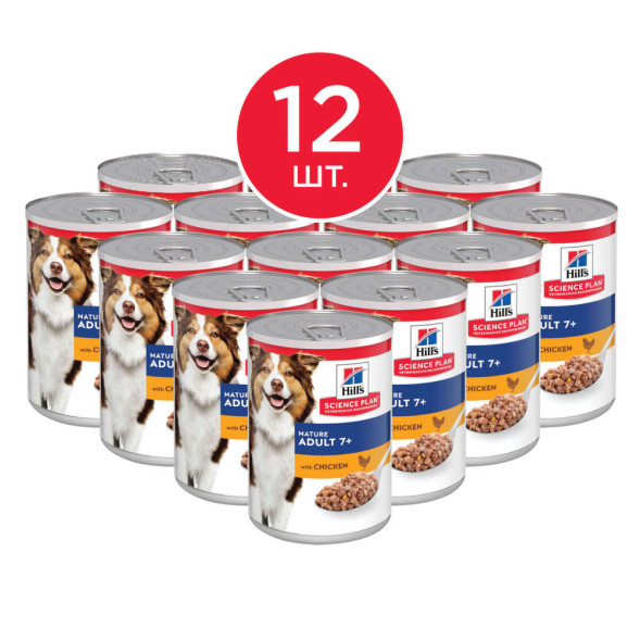 Hills Science Plan влажный корм для пожилых собак с курицей, в консервах - 370 г x 6 шт