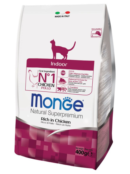 Monge Cat Indoor сухой корм для взрослых кошек постоянно живущих в помещении 400 г