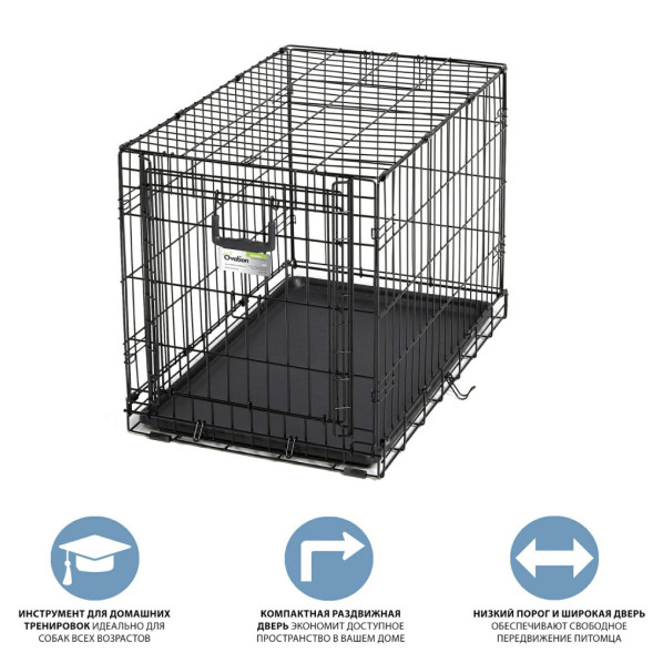 MidWest клетка Ovation 79х49х54,6h см с торцевой вертикально-откидной дверью черная