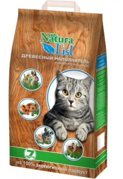 Натуралист наполнитель универсальный впитывающий, древесные гранулы - 7 л (2,5 кг)