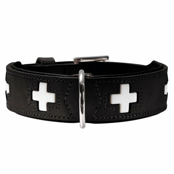 Hunter Swiss 50 ошейник для собак 40-44 см, кожа, черный