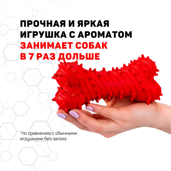 Playology PUPPY TEETHING BONE дентальная хрустящая жевательная косточка для щенков с ароматом говядины, красный