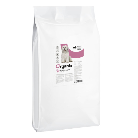 Organix сухой корм для собак крупных пород с ягненком и рисом - 18 кг
