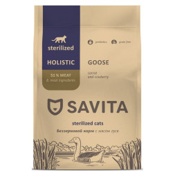 Savita сухой корм для стерилизованнных кошек и кастрированных котов с мясом гуся - 5 кг