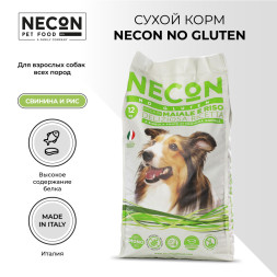 Necon No Gluten Maiale E Riso безглютеновый сухой корм для взрослых собак всех пород со свининой и рисом - 12 кг