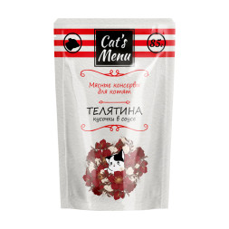 Cat`s Menu влажный корм для котят с телятиной кусочки в соусе в паучах - 85 г х 32 шт
