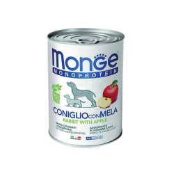 Monge Dog Monoprotein Fruits влажный корм для взрослых собак с кроликом, рисом и яблоками в консервах 400 г (24 шт в уп)
