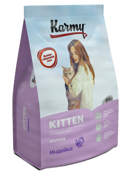 Karmy Kitten сухой корм для котят с индейкой - 400 г