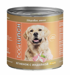 Dog Lunch влажный корм для взрослых собак с ягненком и индейкой в соусе, в консервах - 750 г х 9 шт