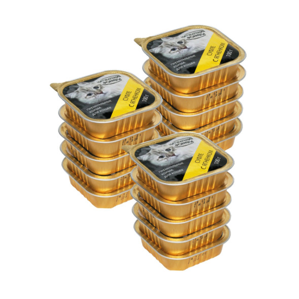 Натуральная формула влажный корм для кошек суфле с ягненком, в ламистерах - 100 г х 15 шт