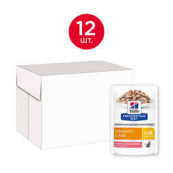 Hills Prescription Diet c/d влажный диетический корм для взрослых кошек при МКБ струвитного типа, с лососем, в паучах - 85 г x 12 шт