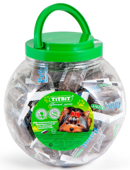 TiTBiT лакомство для собак колбаски Petini с индейкой (банка 60 шт)