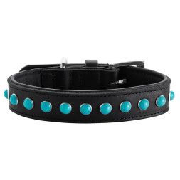 Hunter Modica XS-S ошейник для собак 26-32 см, натуральная кожа, черный, фурнитура с имитацией бирюзы
